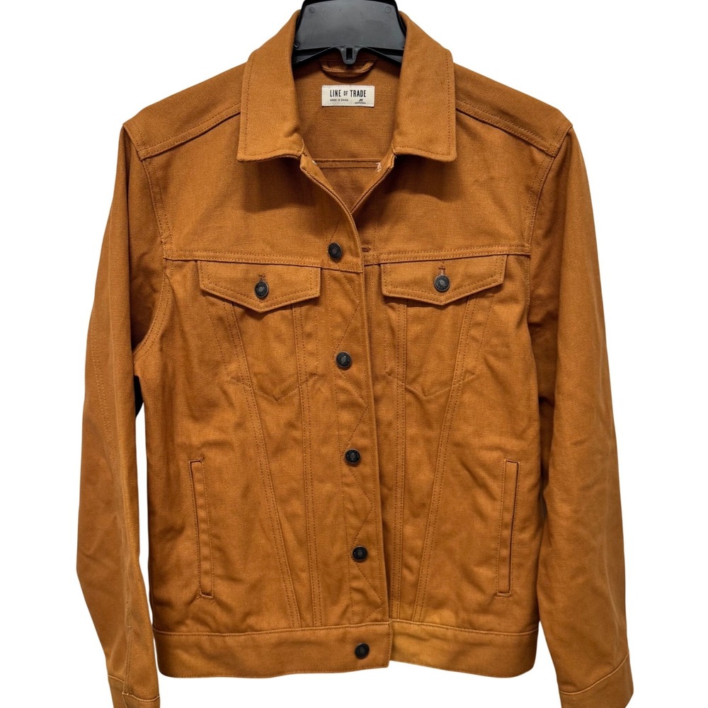 Line of Trade Mens Canvas Trucker Jacket Brown Tobacco Workwear Coat Size M